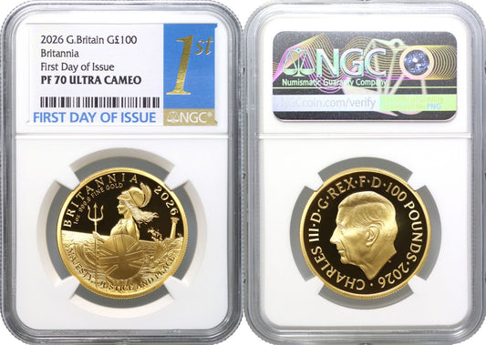 * Charles III 2026 PF70 UC FDI gold 1oz Britannia