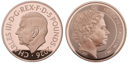 Charles III 2026 gold proof £5 QEII Fourth Effigy