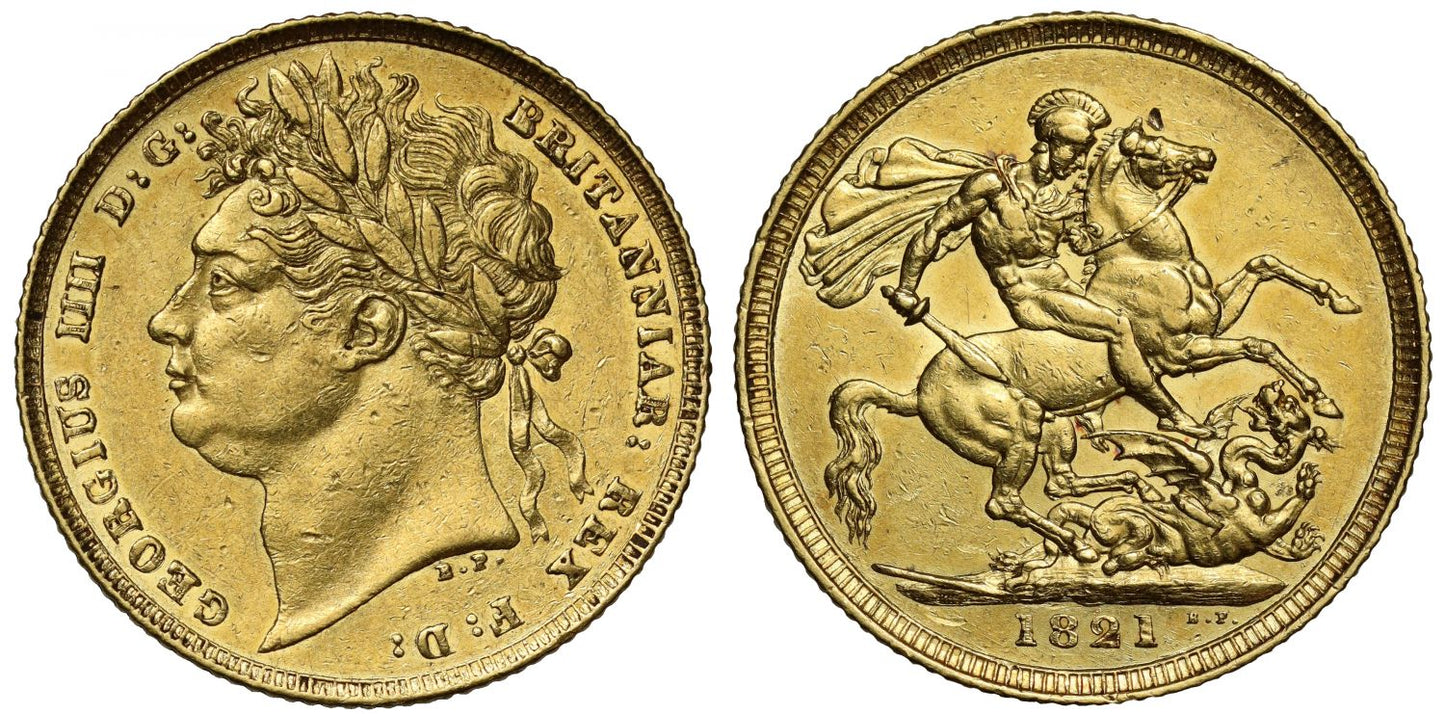 George IV 1821 Sovereign, laureate head, 1st type and year