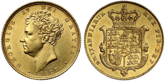 George IV 1827 Sovereign, MS61, bare head