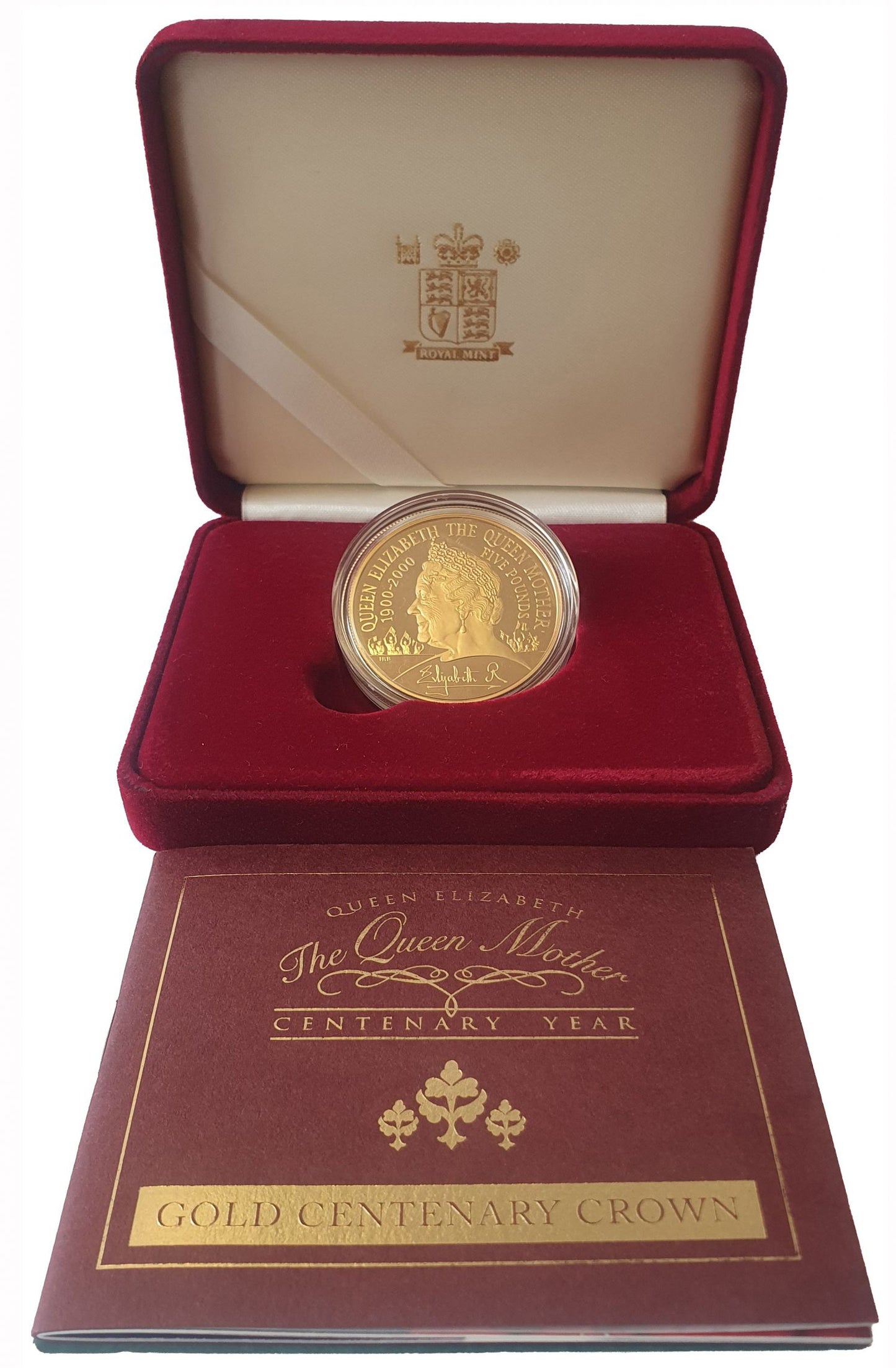 Elizabeth II 2000 gold proof Five-Pounds Queen Mother Anniversary