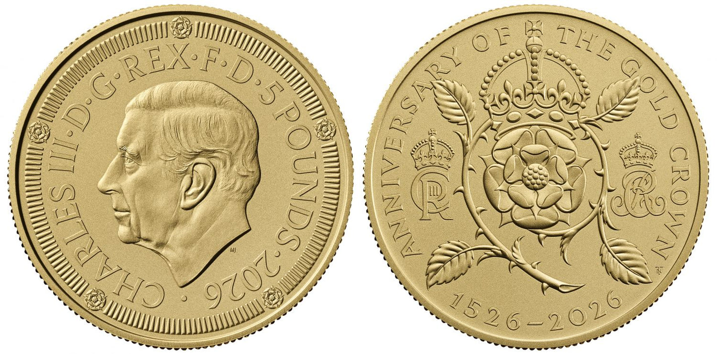 Charles III 2026 gold proof £5, 500 years of the Crown