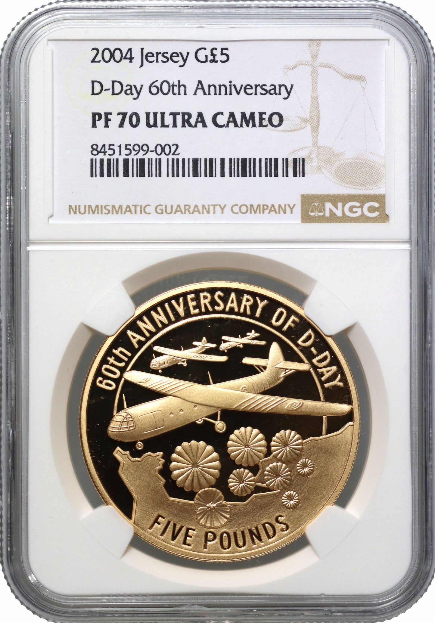Jersey 2004 PF70 UC gold Five-Pounds DDay Anniversary, Royal Mint