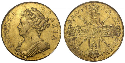 Anne 1702 Guinea, Pre-Union, rose at centre of reverse, AU58