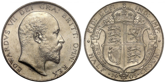 Edward VII 1905 Halfcrown, MS62, classic date rarity of the series