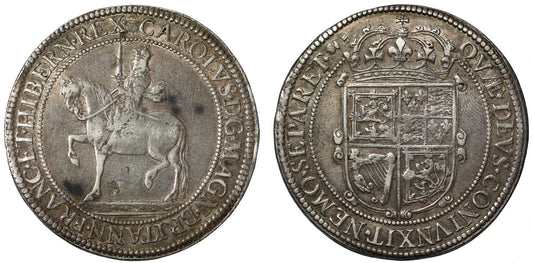 Scotland, Charles I, silver milled Sixty-Shillings by Nicholas Briot, mm thistle & B