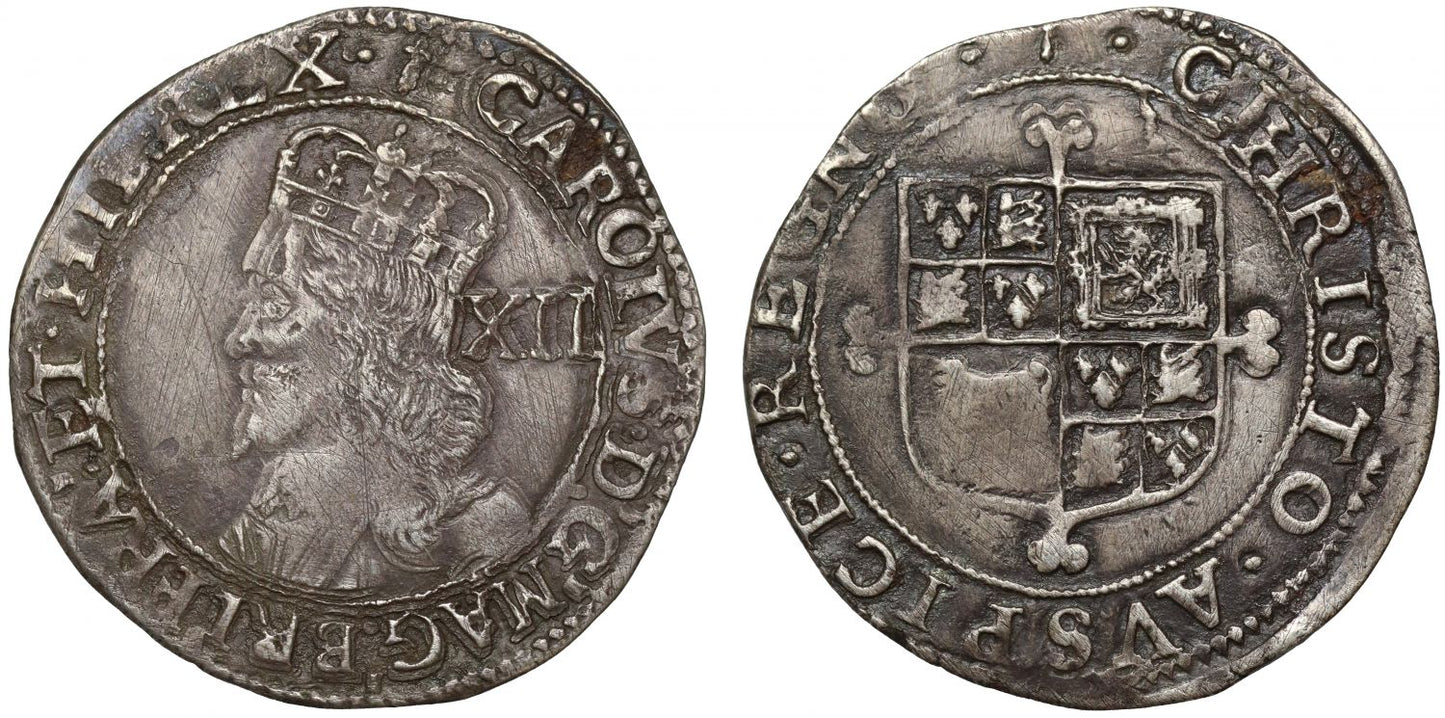Charles I Shilling, Tower mint, mm sceptre, 7th bust, 3rd & final type