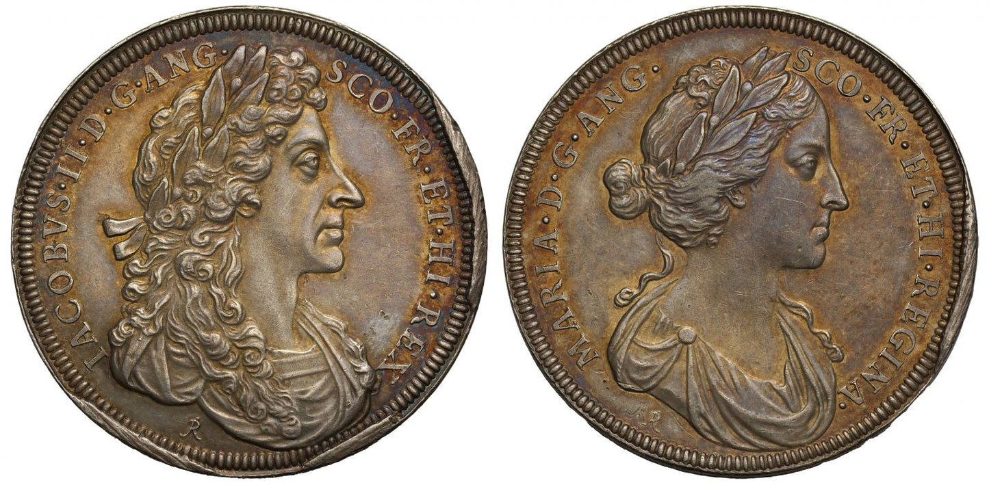 Coronation of James II and Mary of Modena, 1685, double obverse mule.