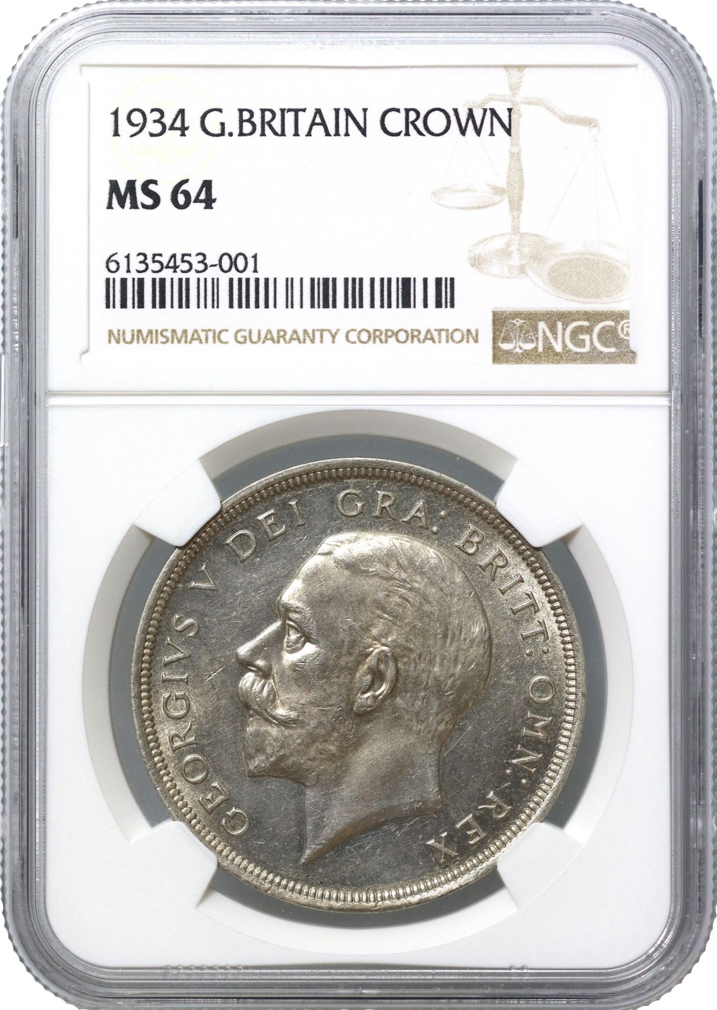 George V 1934 'Wreath' Crown, MS64, only 932 struck, rarest year