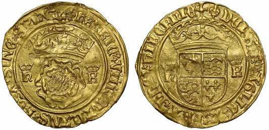Henry VIII gold Crown, 2nd coinage, mm. lis, HK with Katherine of Aragon