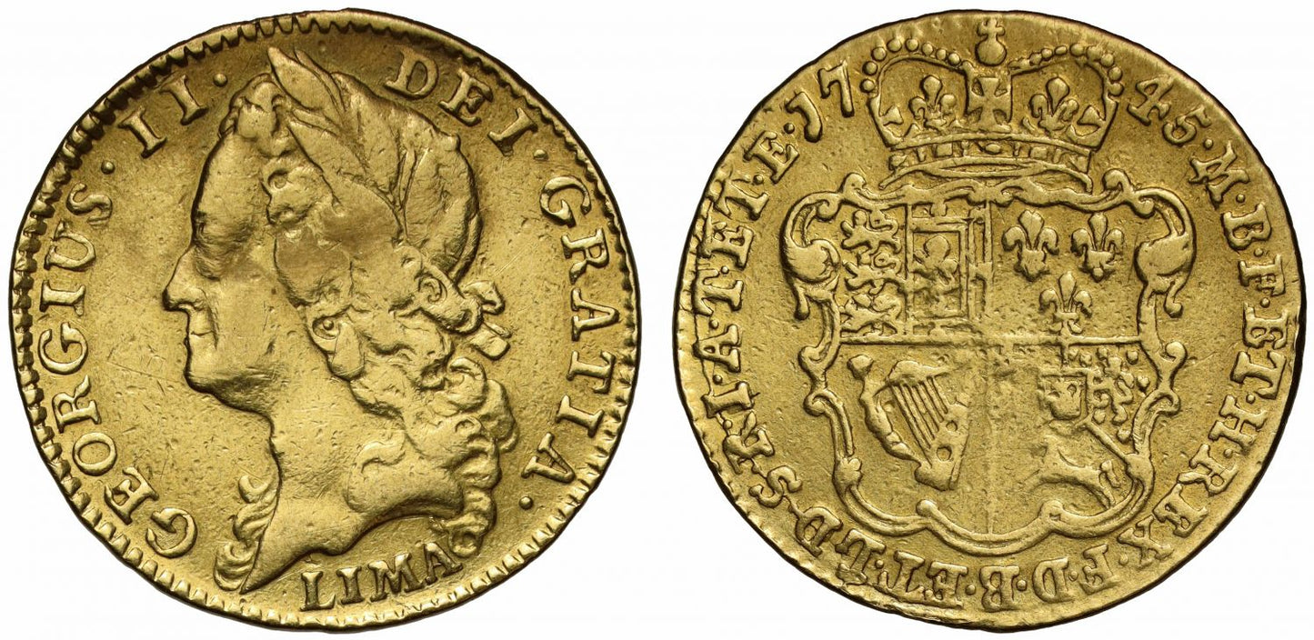 George II 1745 LIMA Half-Guinea, struck from captured gold treasure
