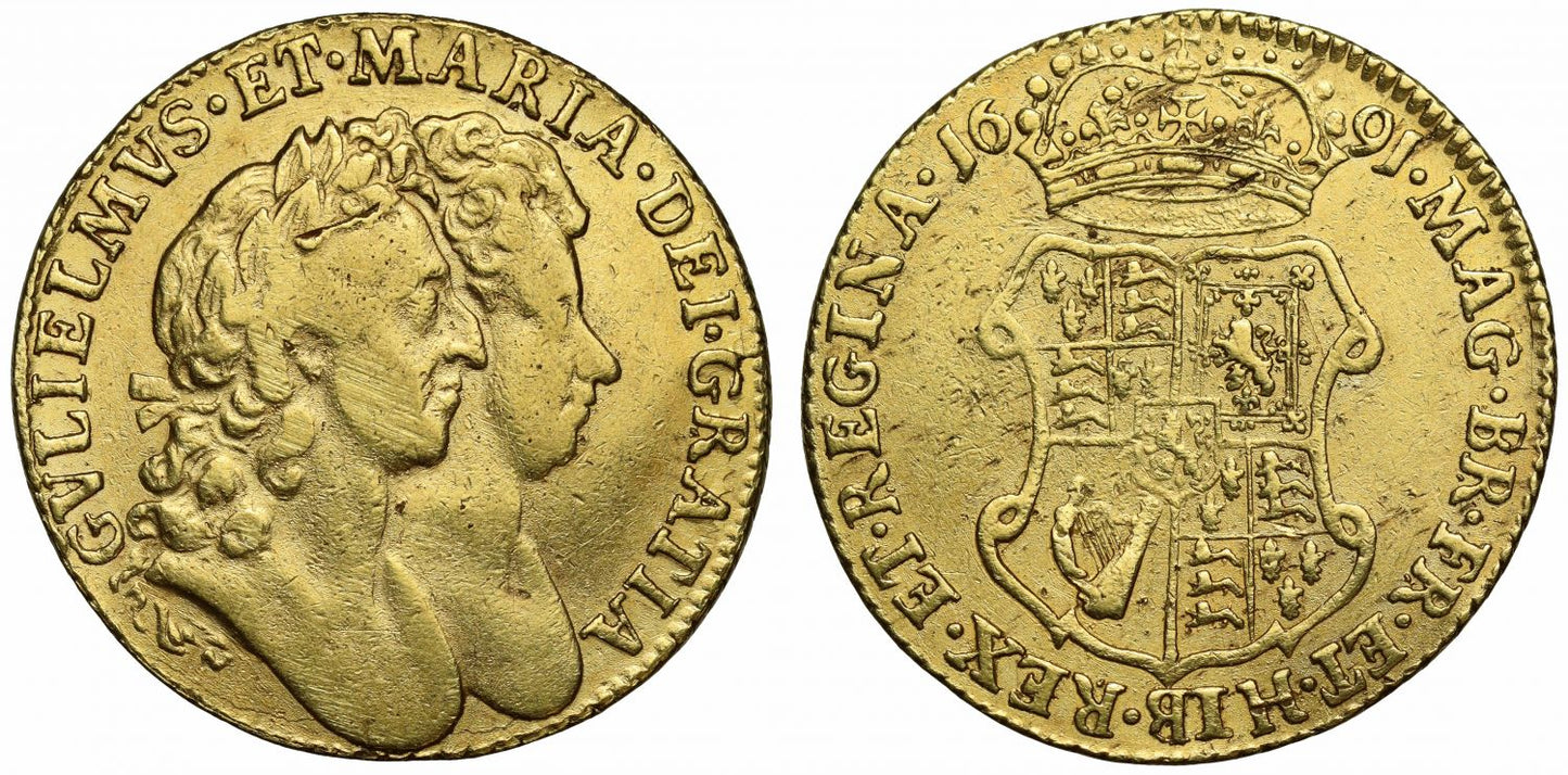 William and Mary 1691 Guinea, very rare date
