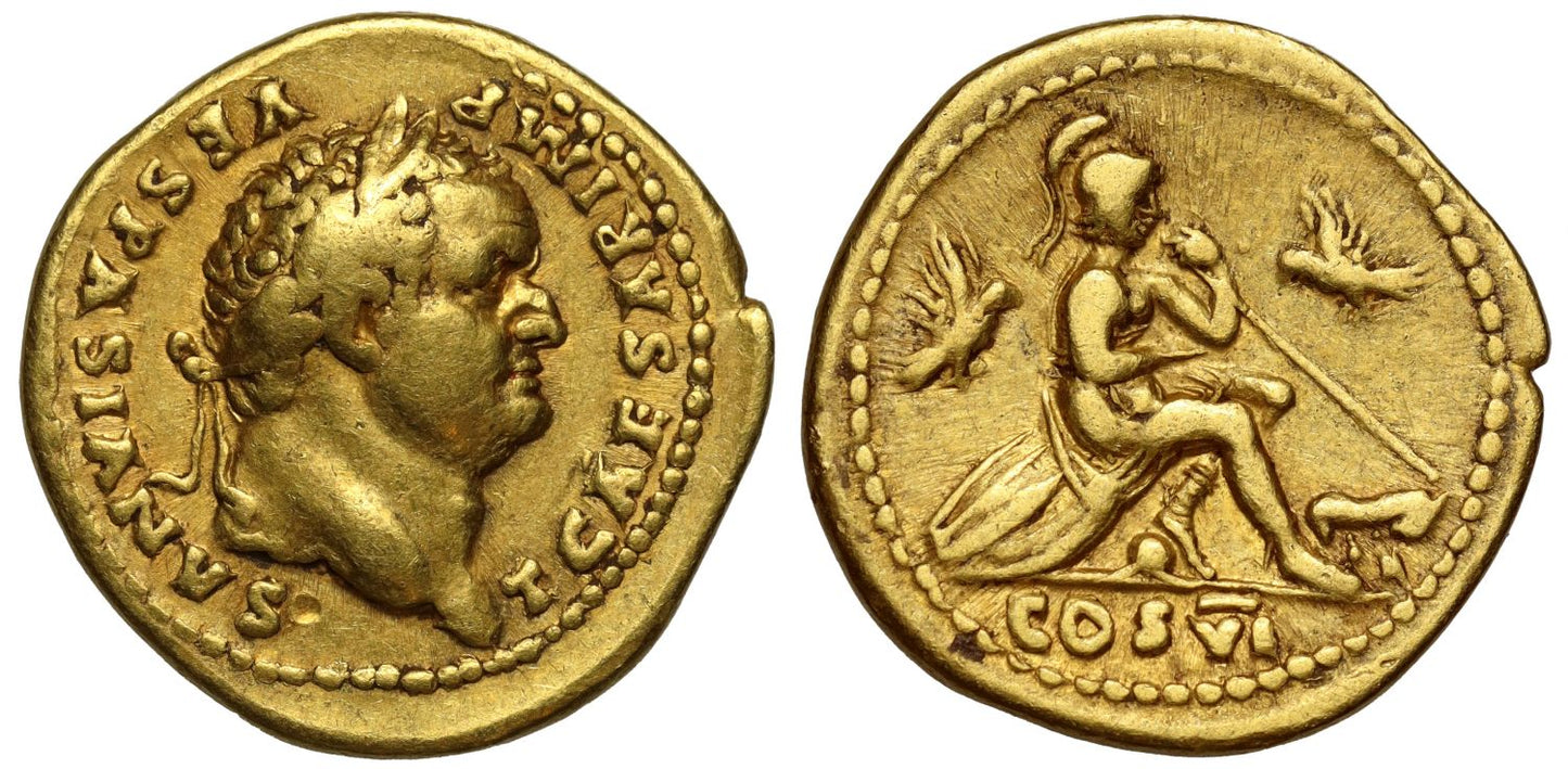 Titus, as Caesar, Gold Aureus, NGC VF 5/5, 4/5, fine style.