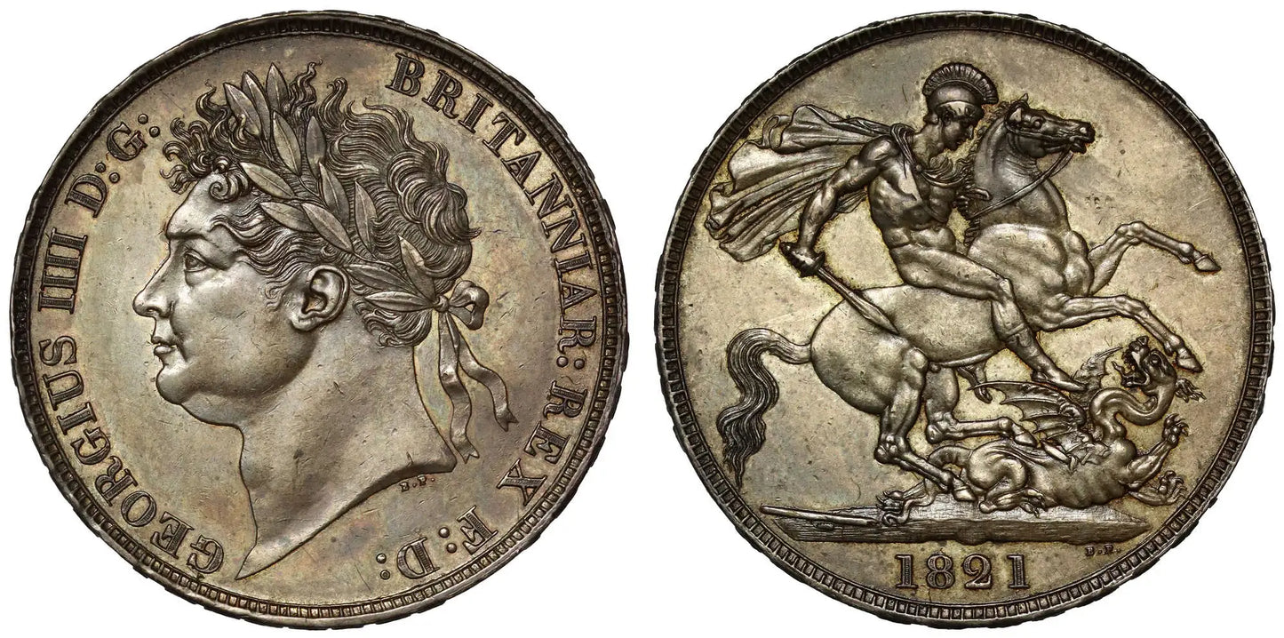 George IV 1821 Crown, SECUNDO edge, WWP under lance inverted