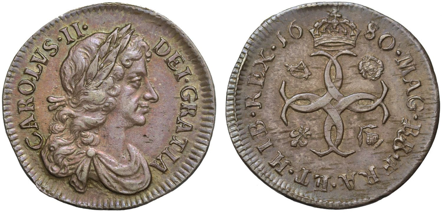 Charles II 1680 silver Groat of Fourpence, attractively toned minor silver coin
