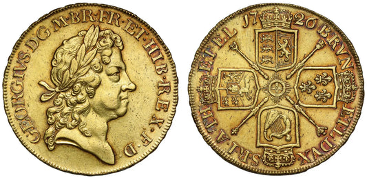 George I 1726 Five-Guineas, final year for denomination in this reign
