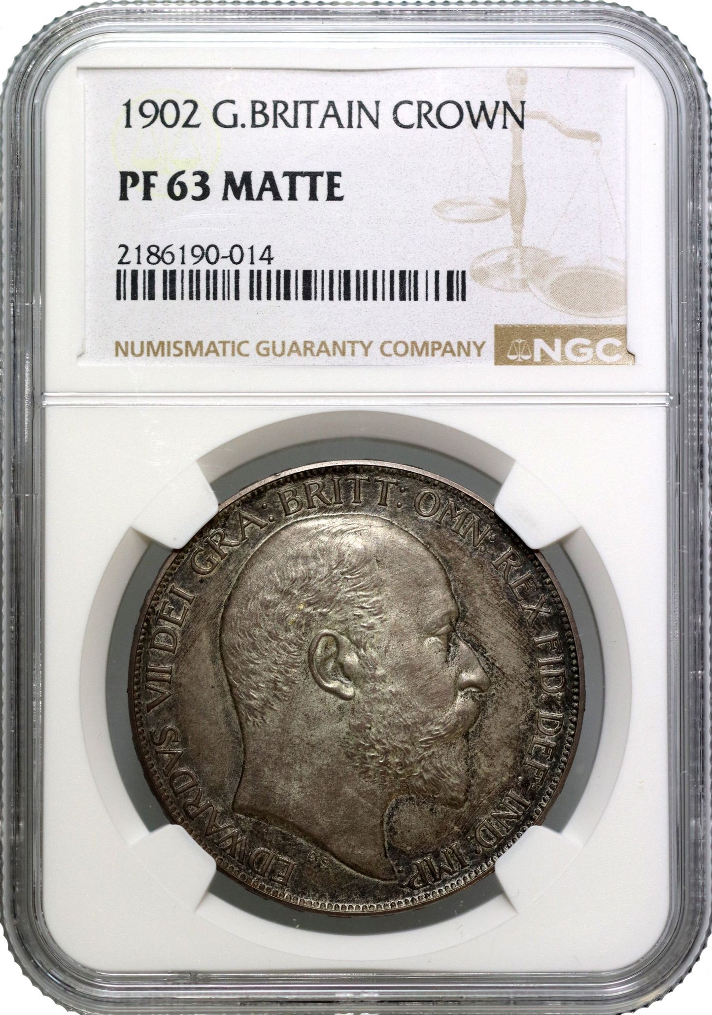 Edward VII 1902 matte proof Crown, PF63 MATTE, ex Prince