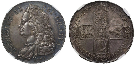 George II 1746 LIMA Crown, MS63, ex Traveller, Spanish silver
