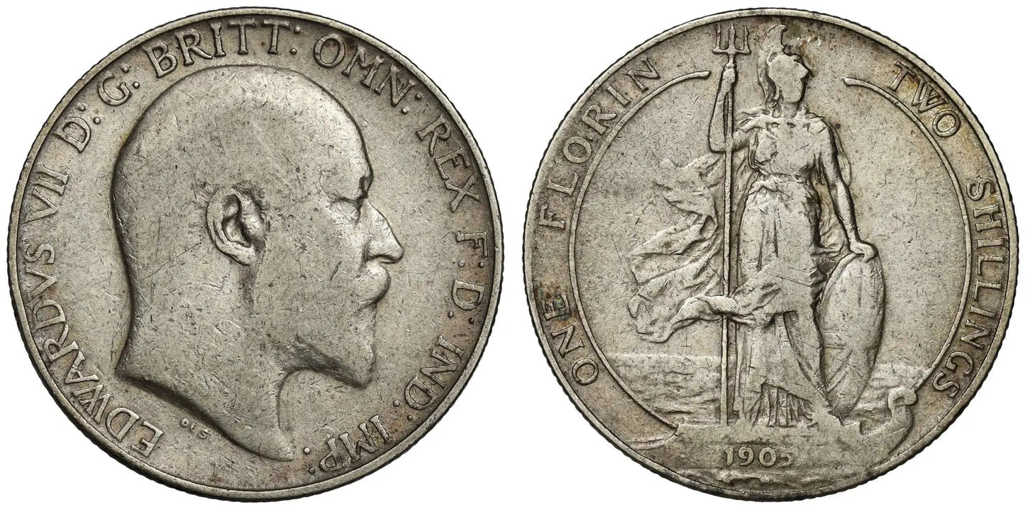 Edward VII 1905 Florin, the rarest date for this denomnation in this reign