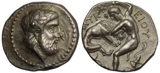 Kings of Paeonia, Lykkeius, silver Tetradrachm
