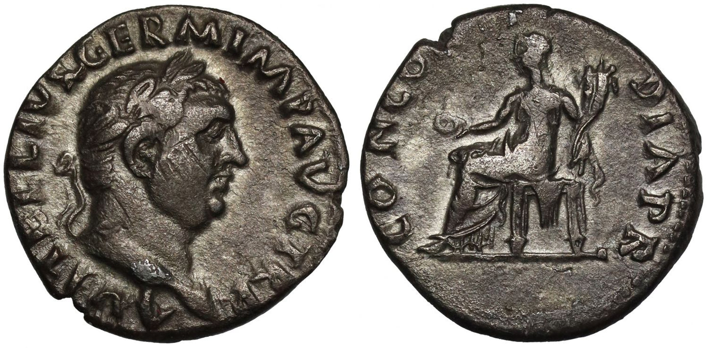 Vitellius, 69 AD, silver Denarius, Rome