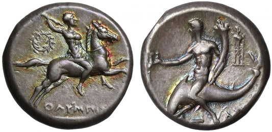 Calabria, Tarentum, Silver Nomos, 240-228 BC, Olympis magistrate