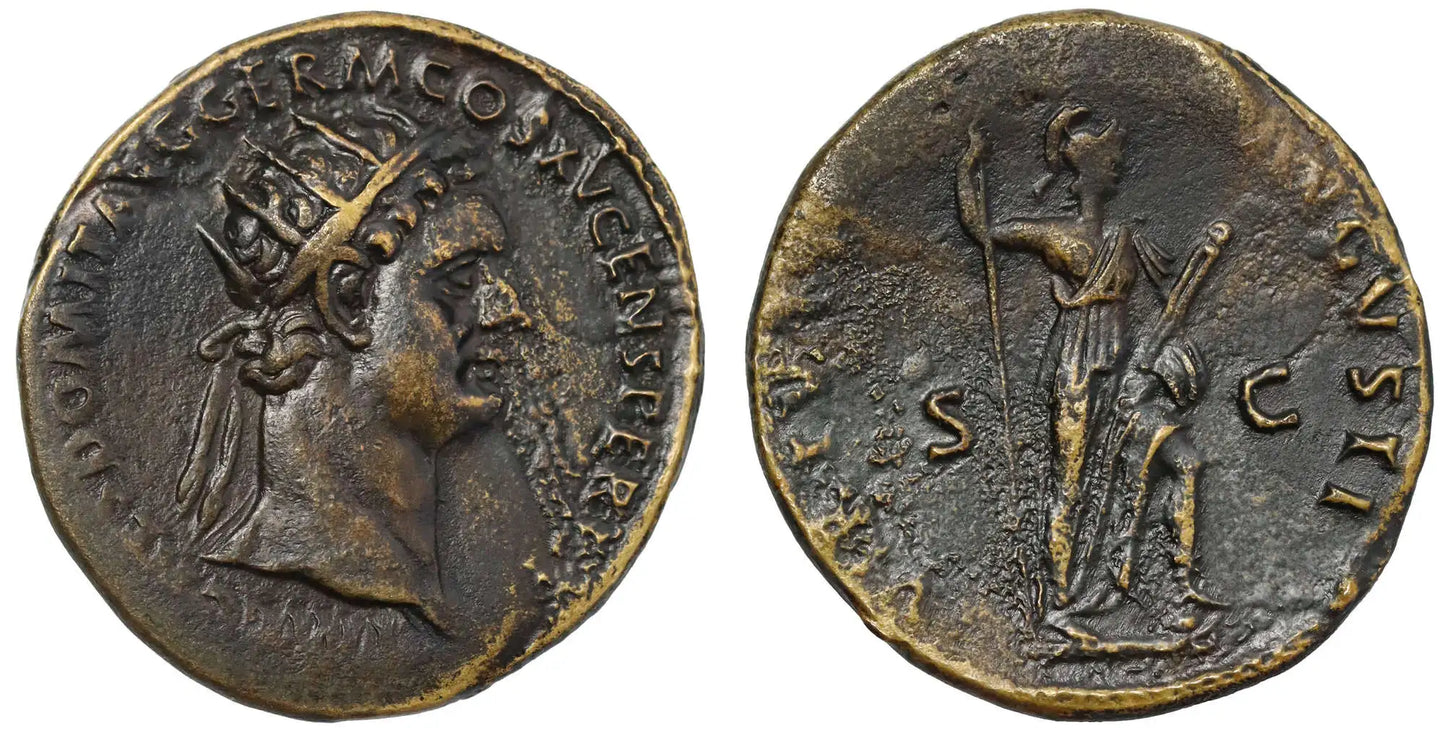 Domitian bronze Dupondius, Rome, 90-1 AD