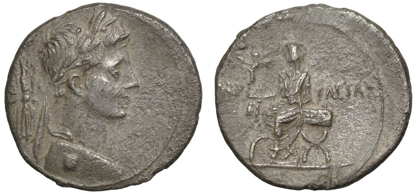Octavian, Silver Denarius, Jupiter-Terminus.