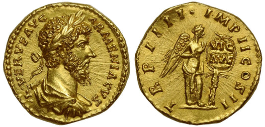 Lucius Verus, Gold Aureus, Campaign and Victory in Armenia.