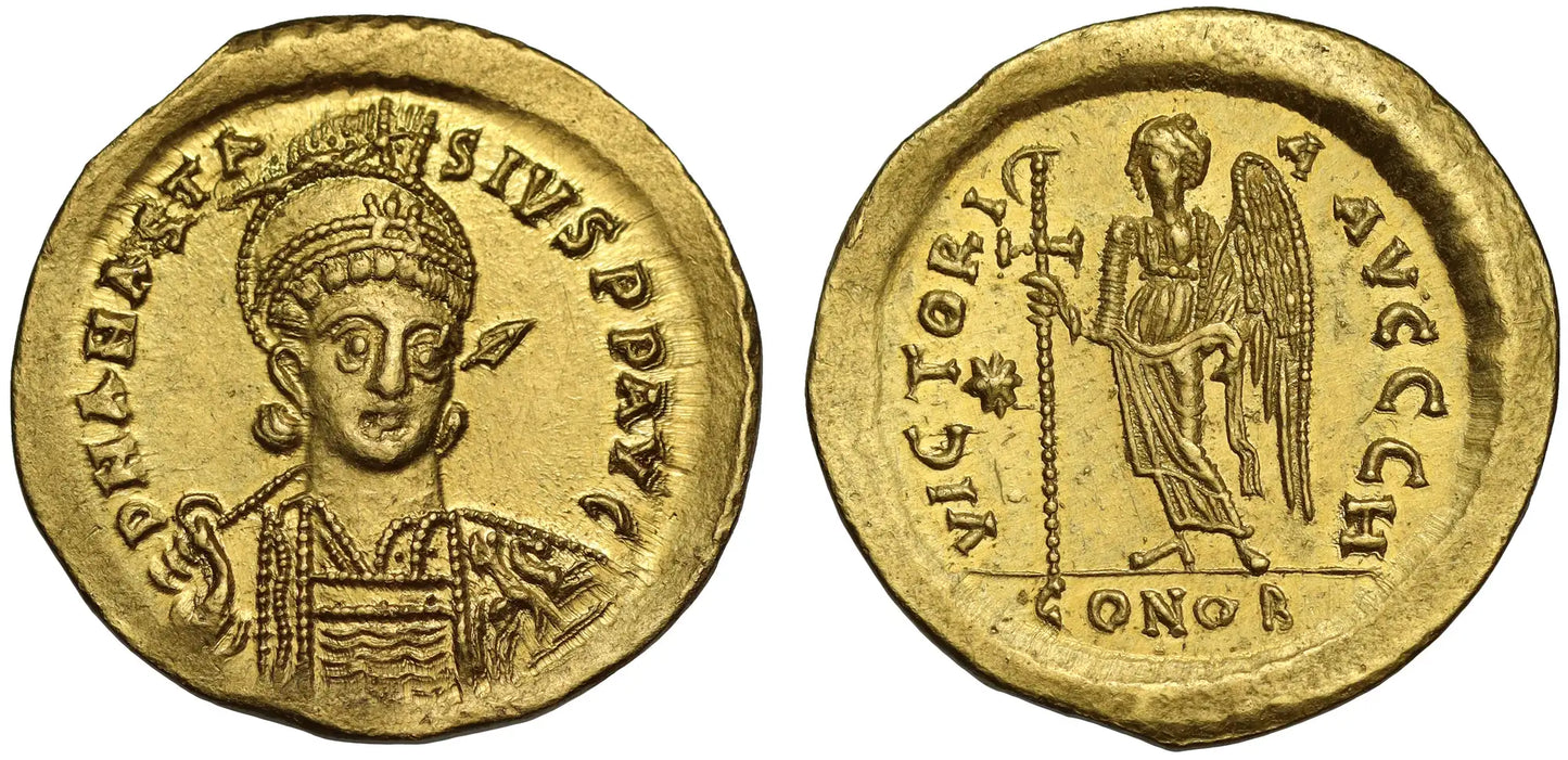 Anastasius I, Gold Solidus, Constantinople, 8th officina