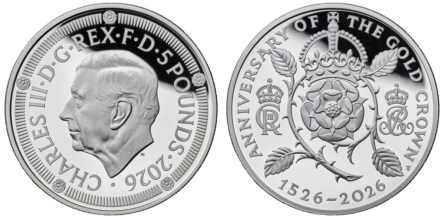 Charles III 2026 silver PF70 FDI piedfort £5 - 500 Years of the Crown
