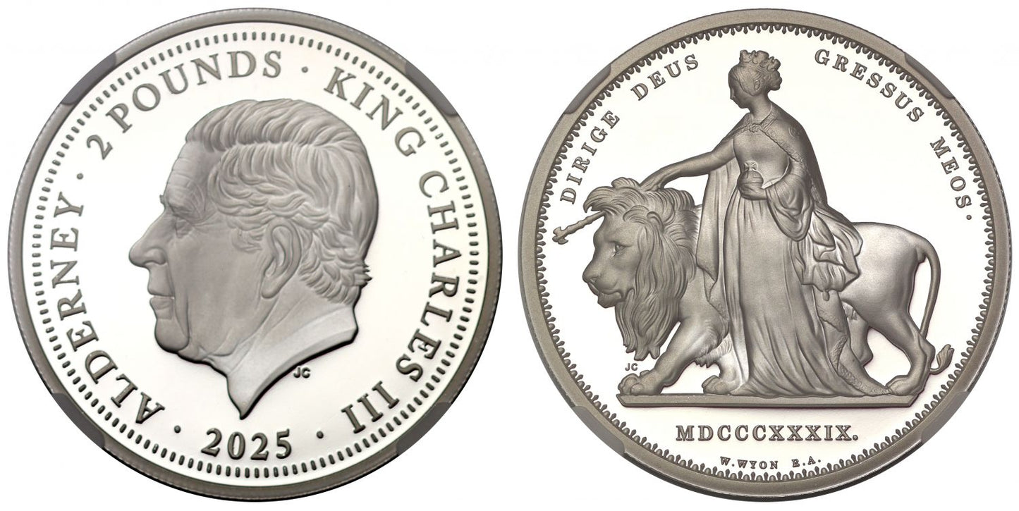 Alderney 2025 silver PF70 FDI 1oz Una & the Lion