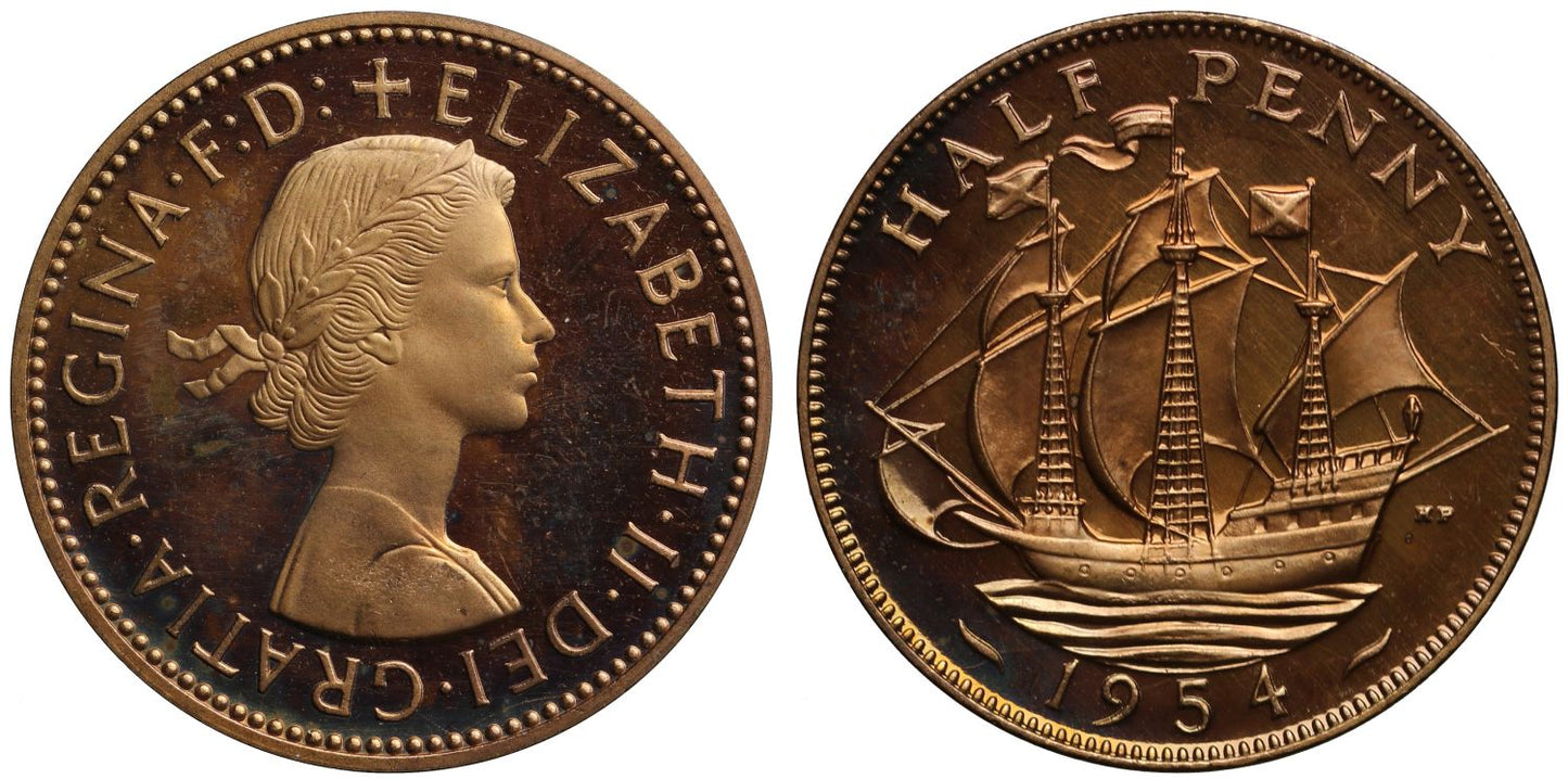 Elizabeth II 1954 Proof Halfpenny