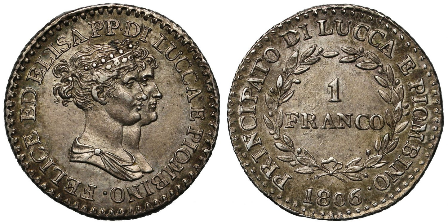 Italy, Baciocchi & Bonaparte 1-Franco 1806