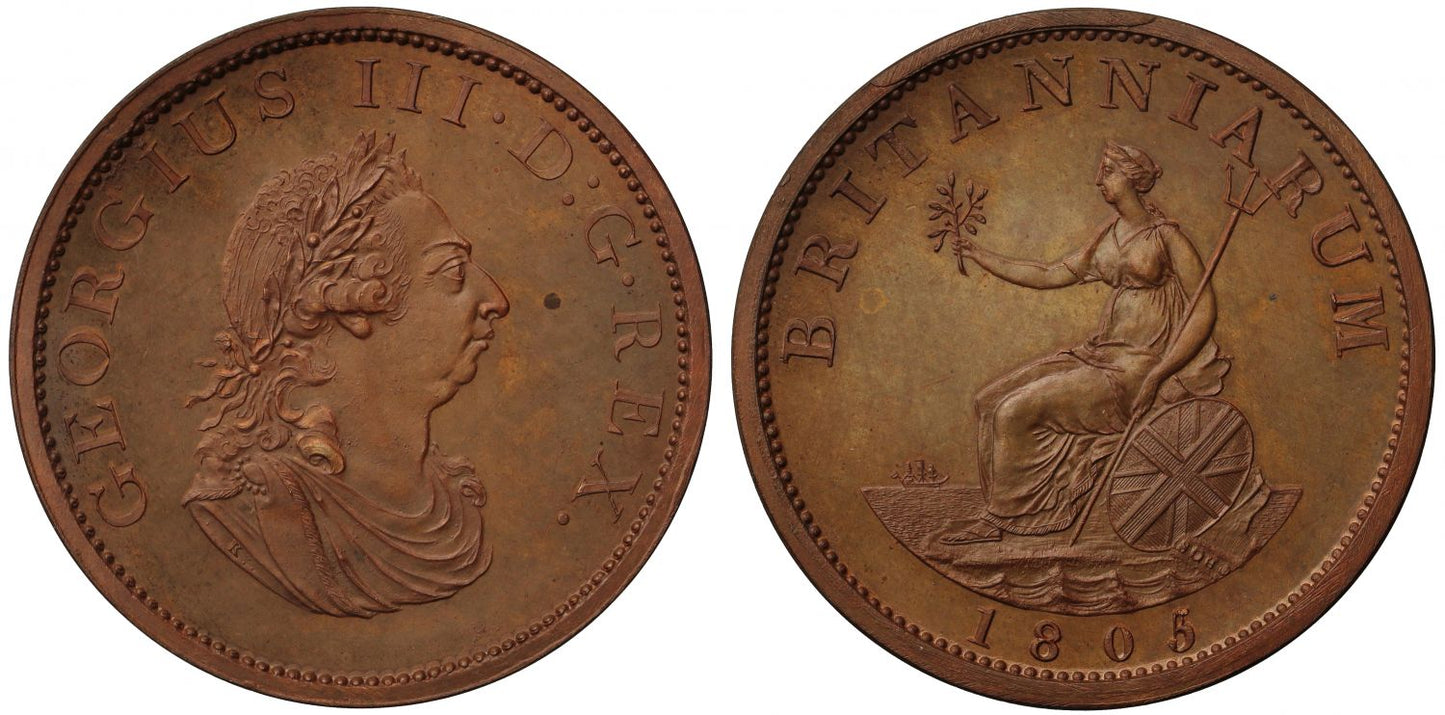 George III 1805 Pattern Halfpenny, Taylor restrike, P.1309, PF64BN