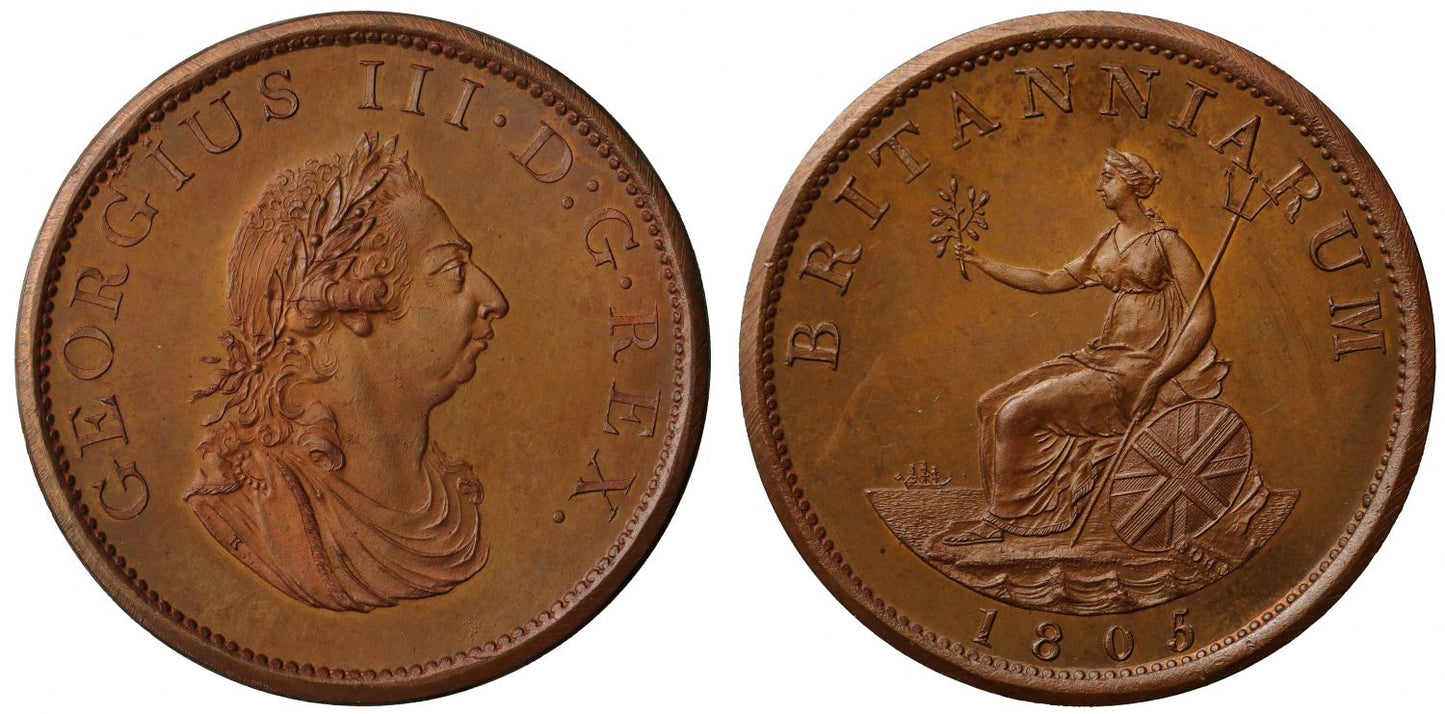 George III 1805 Pattern Halfpenny, Taylor restrike, P.1309, PF63BN