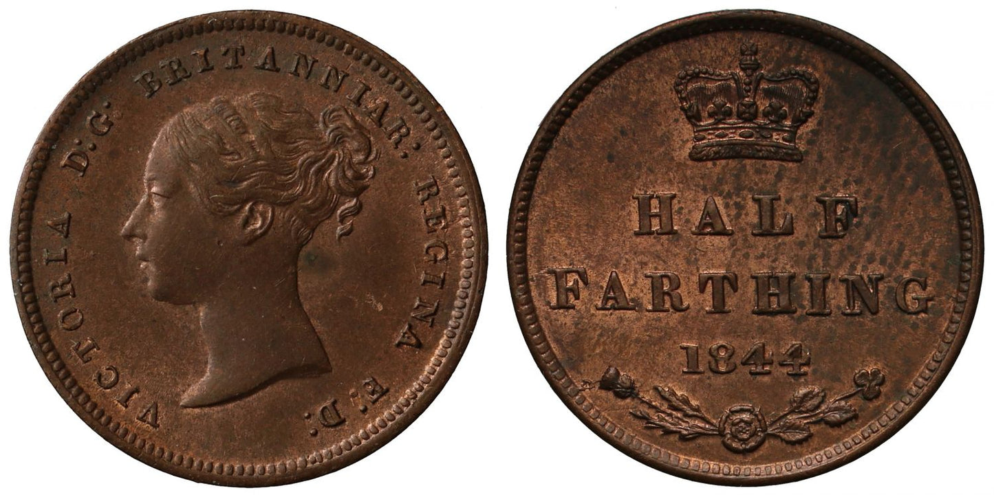 Victoria 1844 Half-Farthing, fourth year of issue