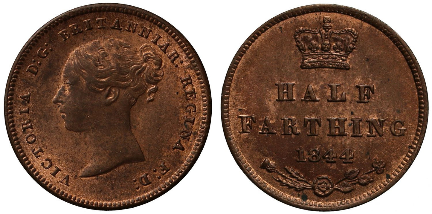 Victoria 1844 Half-Farthing, 4th year of issue