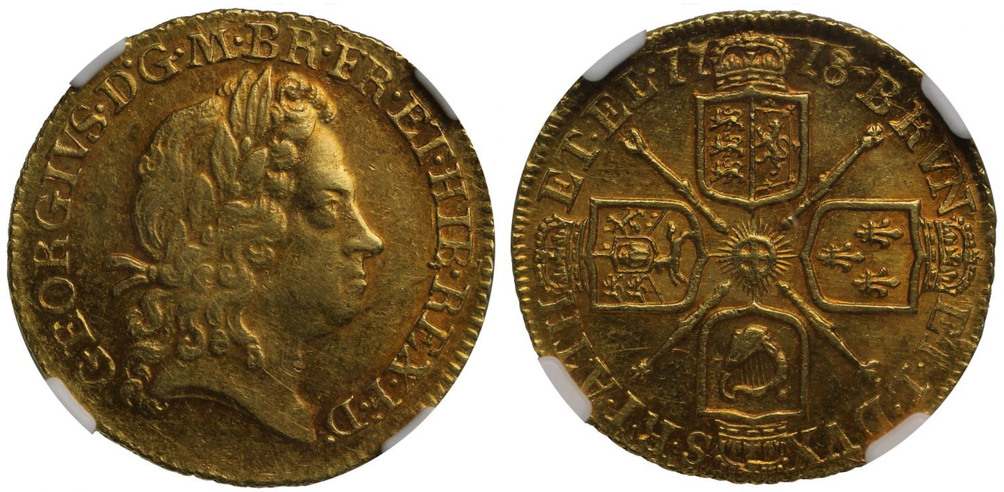 George I 1718/7 Half-Guinea, MS61, ex SNC (1995)
