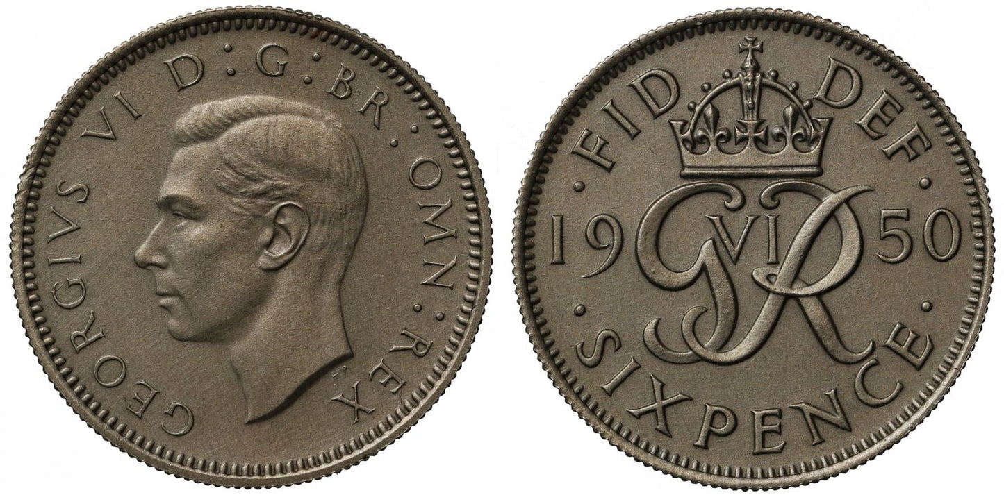 George VI 1950 matt proof Sixpence, ex Bole