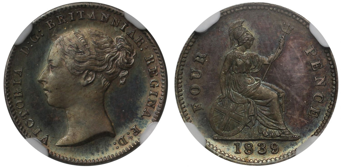 Victoria 1839 Proof Groat PF64