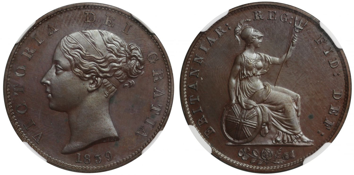 Victoria 1839 Proof Halfpenny PF63BN