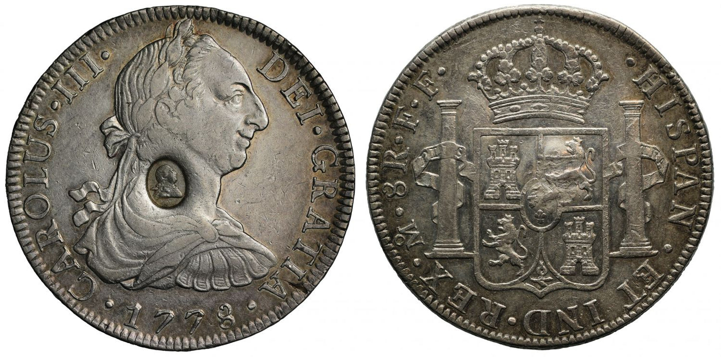 George III oval Countermark on Mexico 1778 FM 8-Reales