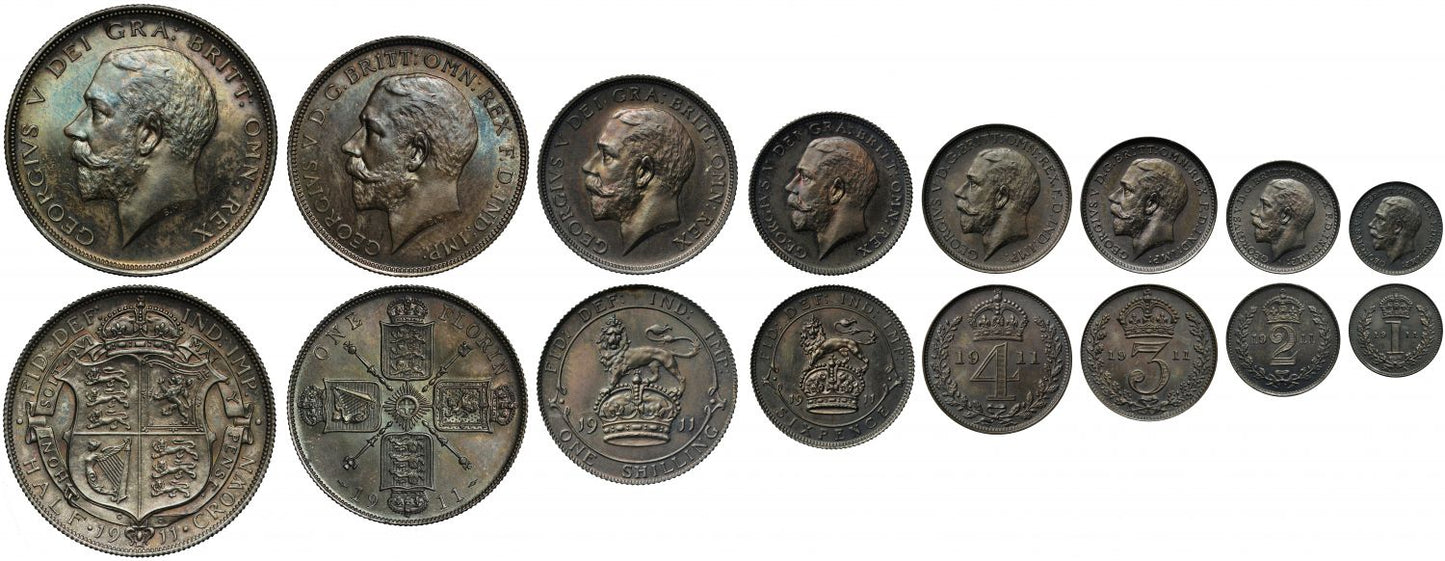 George V 1911 8-coin silver proof Set