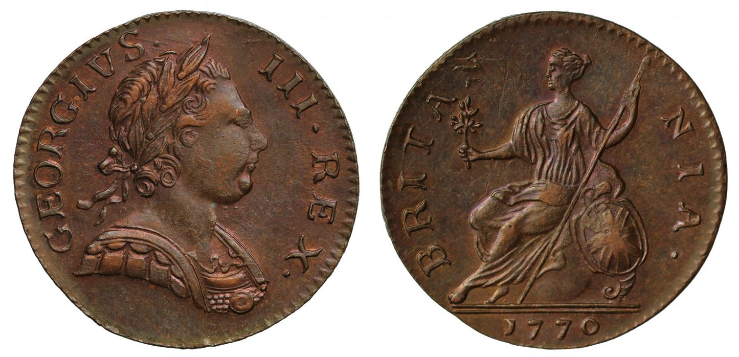 George III 1770 Halfpenny, unusual style