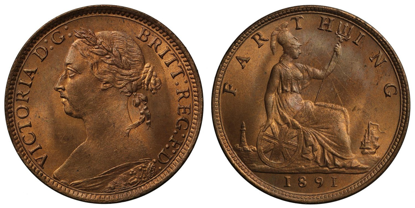 Victoria 1891 Farthing, bun head type