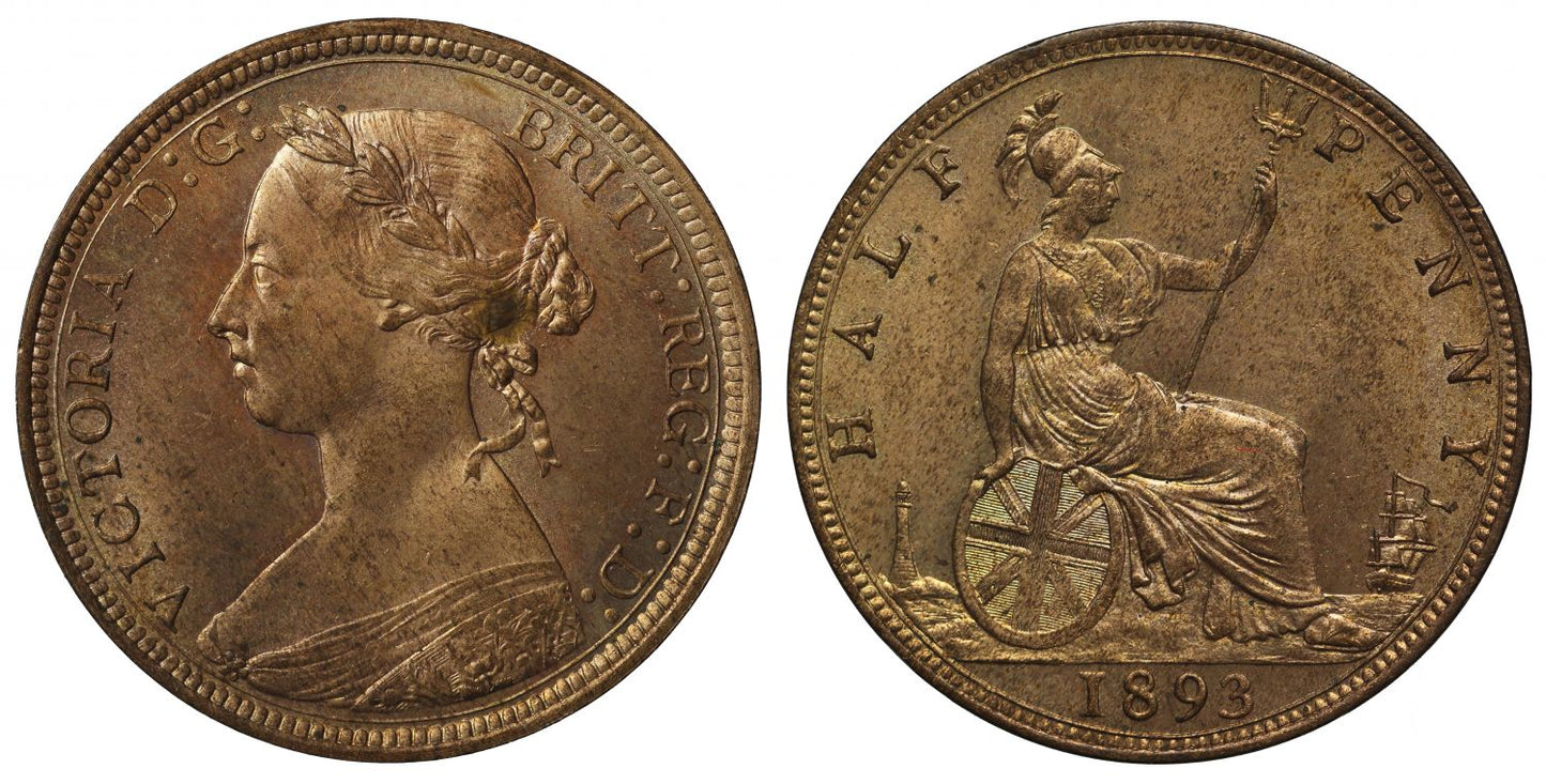 Victoria 1893 Halfpenny, bun head type