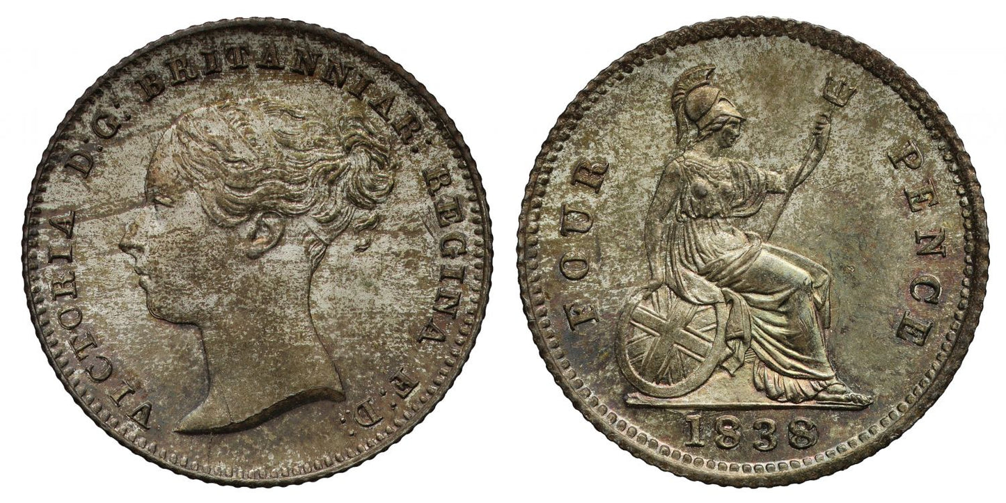 Victoria 1838 Groat, first year for currency