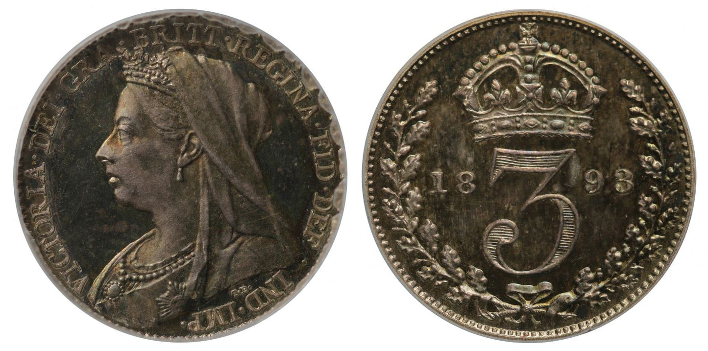 Victoria 1893 proof Threepence CGS UNC90
