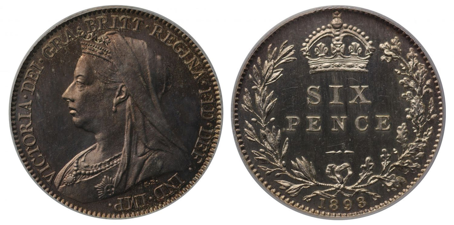 Victoria 1893 proof Sixpence CGS UNC 90